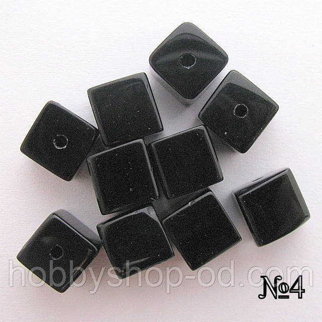 Бусина Куб колір чорний 8*8 мм 40 шт., фото 1