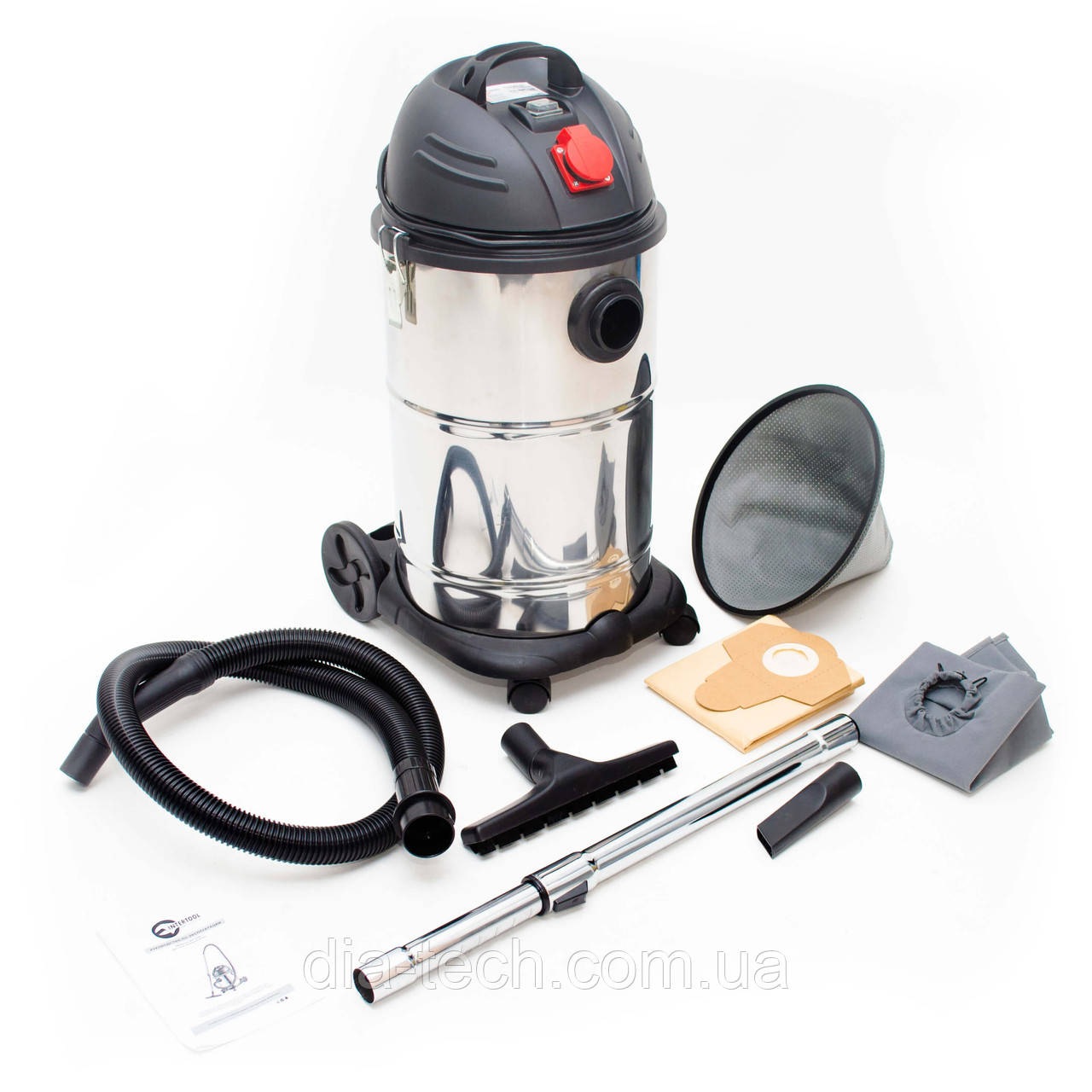 Пилосос промисловий 30 л, 1400 Вт, INTERTOOL DT-1030, фото 1