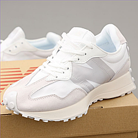 Кроссовки женские и мужские New Balance 327 beige white / Нью Беланс 327 бежевые белые