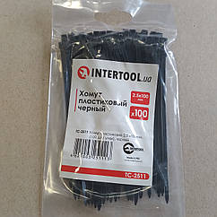Хомут пластиковий 2,5x100 мм, (100 шт./упак), чорний INTERTOOL TC-2511