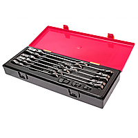 Набір ключів рожково-накидних 8-19 мм, шарнірних із тріскачкою 14 од. K6142 JTC
