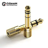 Переходник адаптер аудио Premium 3.5 мм Jack Female - 6.5 мм Jack Male Gold / 3.5 mm на 6.5 mm