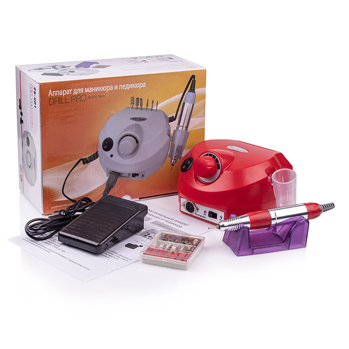 Апарат фрезер для корекції нігтів (манікюр, педикюр) Nail Master ZS-601 65Вт. 45000об/хв. Червоний, фото 1