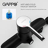 Змішувач з гігієнічною лійкою GAPPO G2003-6, чорний/хром, фото 3
