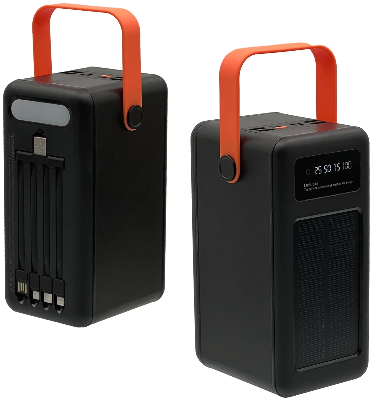 Power Bank на сонячній батареї ProTech 80000 mAh (реальна ємність) з екраном, ліхтариком, 4xUSB і кабелю 4в1