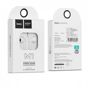 Навушники вкладиші провідні з мікрофоном Hoco M1 Білий (M1/White), фото 4