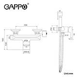 Змішувач з гігієнічною лійкою GAPPO G2003-6, чорний/хром, фото 8
