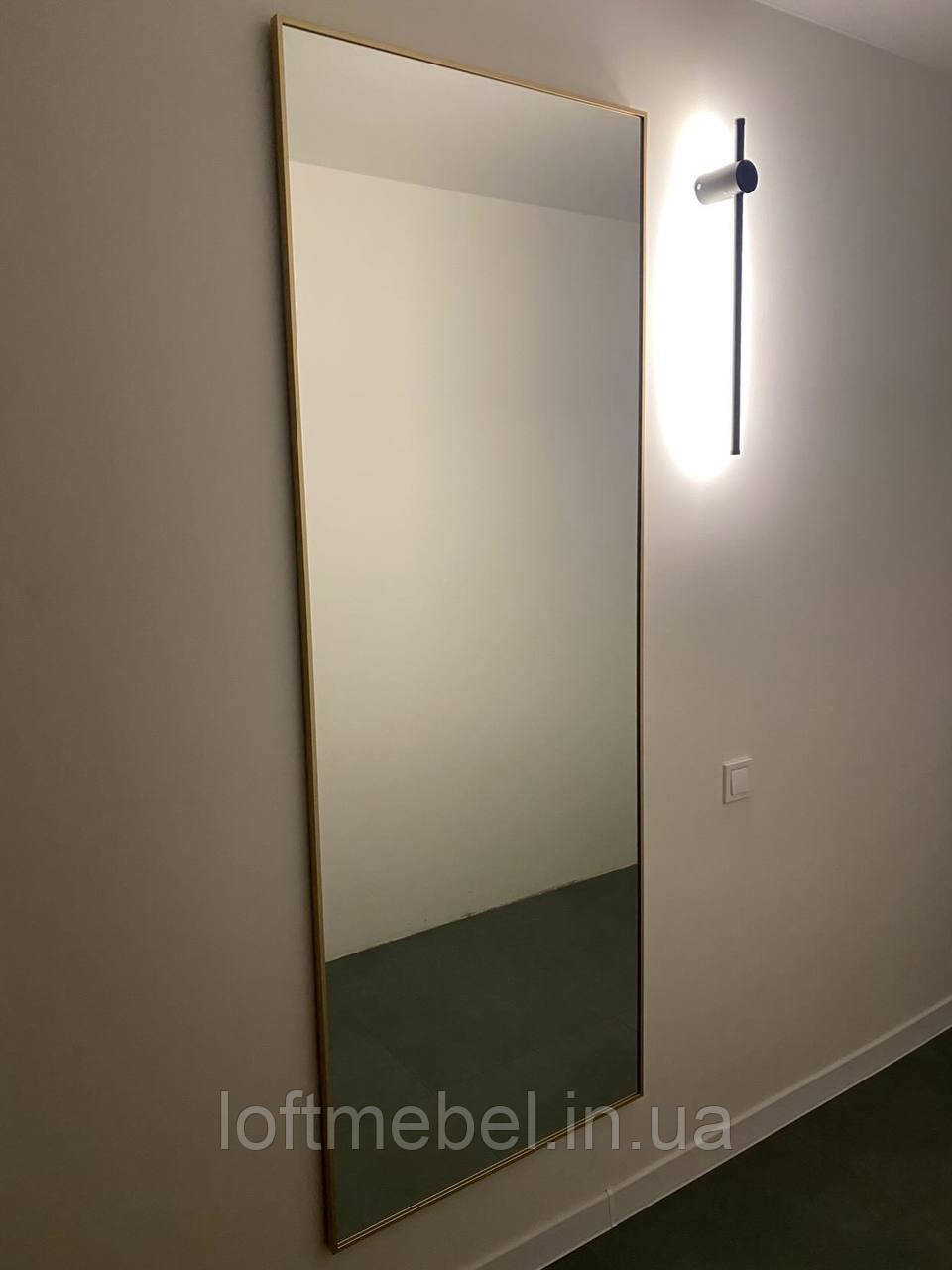 Дзеркало велике настінне в чорній металевій рамі в повний зріст підлогове 2000х1000 мм, фото 1