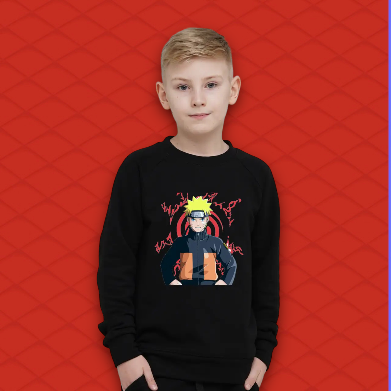 Світшот Демісезонний Наруто Аніме Naruto Удзумаки Чорний Розмір