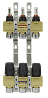 Коллектор Raftec на 3 контура с расходомерами и евроконусами Германия