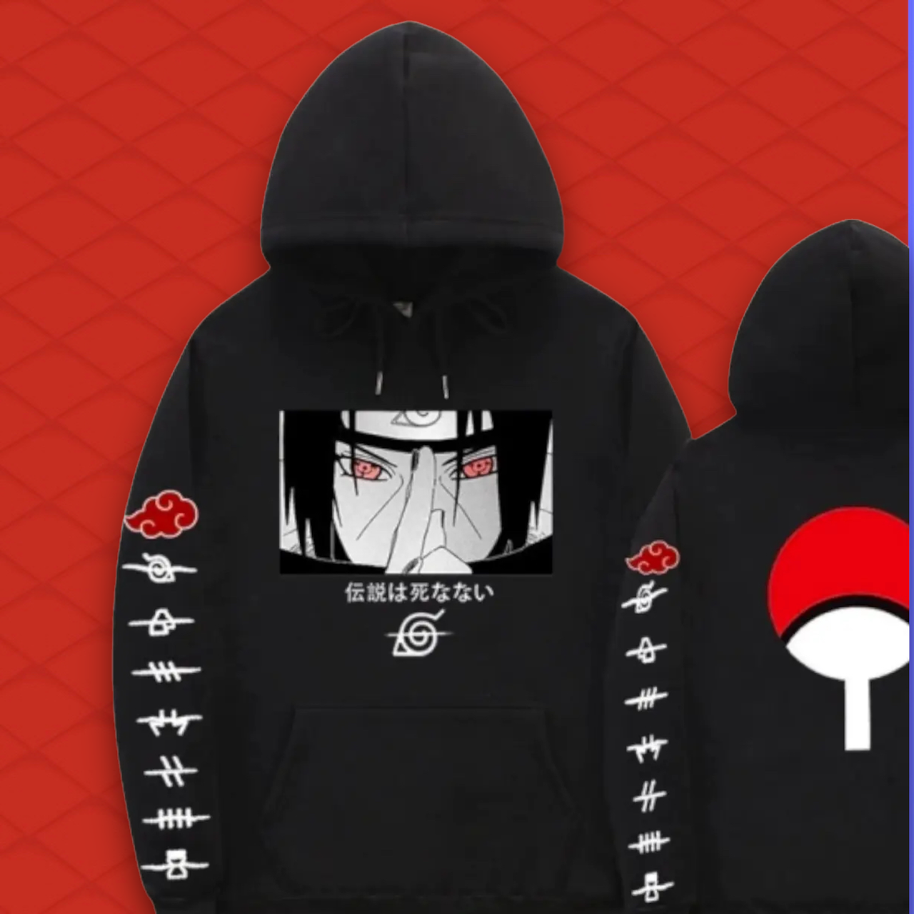 Худі кофта Наруто Чорне РІЗМІН ХЛ, фото 1