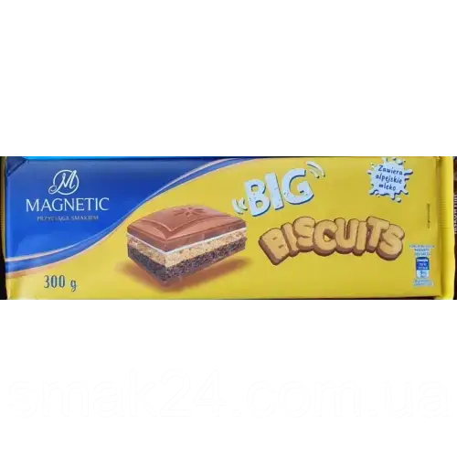 Шоколад із бісквітним печивом Magnetic Big Biscuits 300г Польща