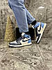 Чоловічі кросівки Nike Air Jordan 1 Retro High Blue Найк Аїр Джордан Ретро високі сині шкіряні повсякденні, фото 4