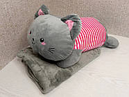 Плед — м'яка іграшка 3 в 1 (Котик у тельняшці ) в асортименті, фото 2