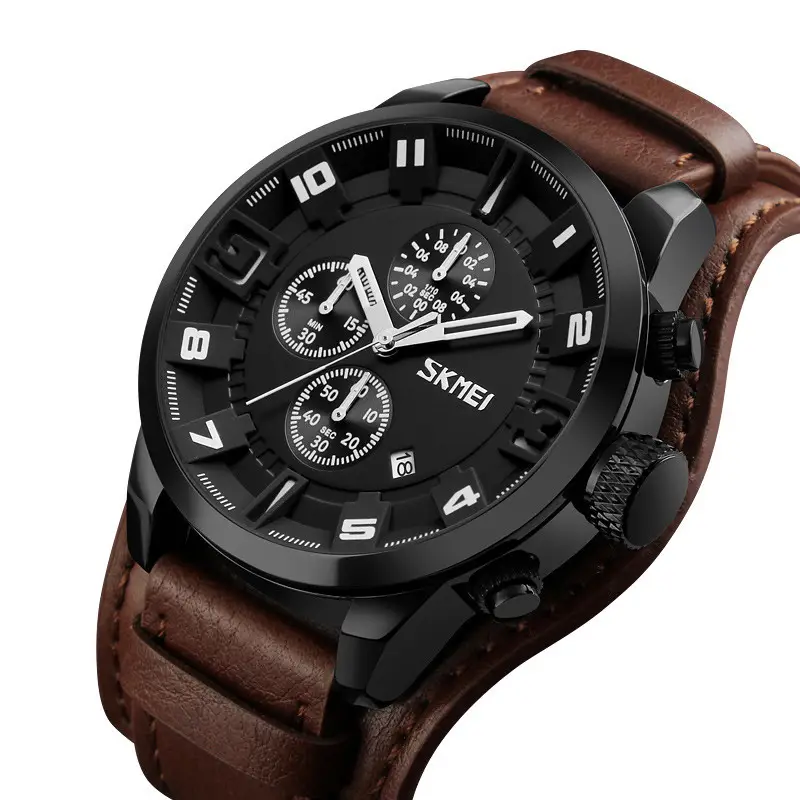 Чоловічий класичний годинник Skmei 9165 Brown-Brown
