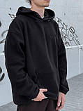 Худі чоловіче оверсайз плюшеве чорне тепле м'яка кофта плюш із капюшоном молодіжна хутряна, фото 5