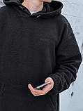 Худі чоловіче оверсайз плюшеве чорне тепле м'яка кофта плюш із капюшоном молодіжна хутряна, фото 8