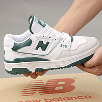 Кроссовки мужские и женские New Balance 550 white green / Нью Баланс 550 белые зеленые