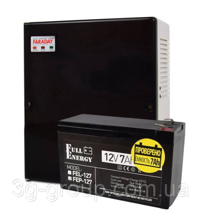 Безперебійний блок живлення 12В Faraday Electronics 35W UPS Smart ASCH PLB + АКБ Full Energy FEP-127 12V 7 Ah