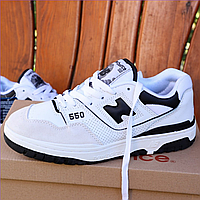 Кроссовки мужские и женские New Balance 550 white black / Нью Баланс 550 белые черные