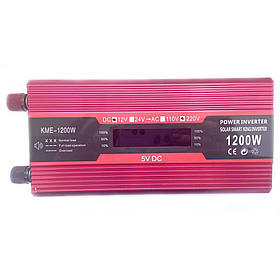 Інвертор Solar Smart King Power 1200W 012 12V-220V (1розетка,1USB, екран) Red | Перетворювач напруги