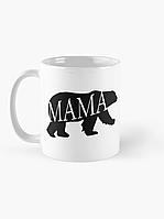 Чашка Керамическая кружка с принтом Мама медведица для мамы Белая 330 мл