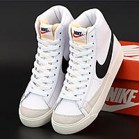 Кроссовки женские и мужские Nike Blazer Mid white / Найк Блейзер белые высокие