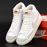 Кроссовки женские и мужские Nike Blazer Mid white / Найк Блейзер белые высокие