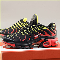 Кроссовки мужские Nike air max TN+ black red yellow / Найк аир макс ТН+ плюс черные красные желтые