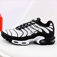 Кроссовки мужские Nike air max TN+ white black / Найк аир макс ТН+ плюс белые черные