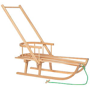 Санки дерев'яні Springos 90 см зі спинкою й ручкою-штовхачем SAN003 Poland