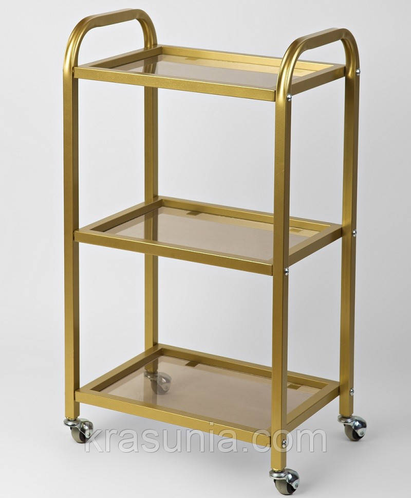 Косметологічний візок S4-gold, скло бронза