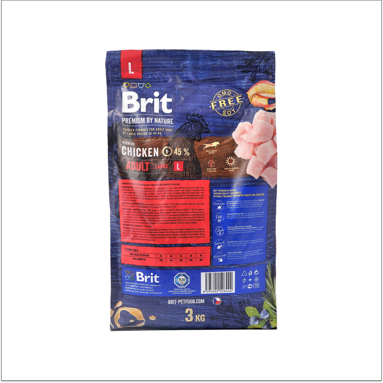 Корм для собак взрослых крупных пород Brit Premium Adult L Chicken 3 кг со вкусом курицы - фото 5 - id-p1752216546