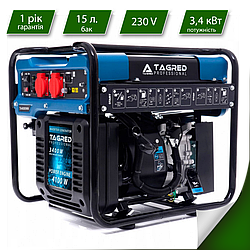 Бензиновий генератор TAGRED TA4100INW, потужність 3,4 кВт, інверторний, витрата 1 л/год, 1-фазний