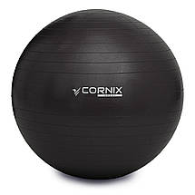 М'яч для фітнесу (фітбол) Cornix 65 см Anti-Burst XR-0020 Black Poland, фото 3