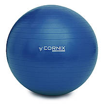 М'яч для фітнесу (фітбол) Cornix 65 см Anti-Burst XR-0021 Blue Poland, фото 6