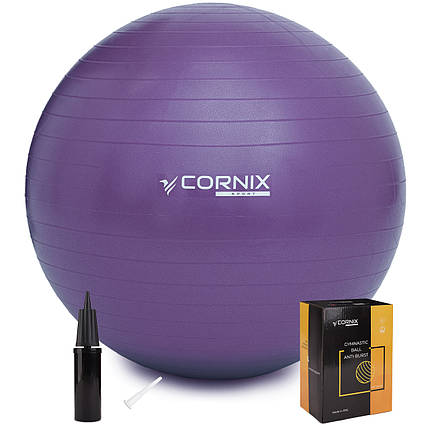 М'яч для фітнесу (фітбол) Cornix 55 см Anti-Burst XR-0016 Violet Poland, фото 1