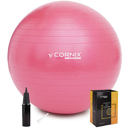М'яч для фітнесу (фітбол) Cornix 75 см Anti-Burst XR-0024 Pink Poland, фото 1