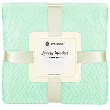 Плед-покривало Springos Extra Soft 70 x 160 см HA7121 у зеленому кольорі Poland, фото 3