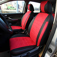 Чехлы на сиденья из экокожи и антары Nissan Patrol V (Y61) 1997-2010 EMC-Elegant Черный + Красный + Красный