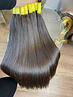 Натуральные волосы каштан, ровный 70 см 50 грамм