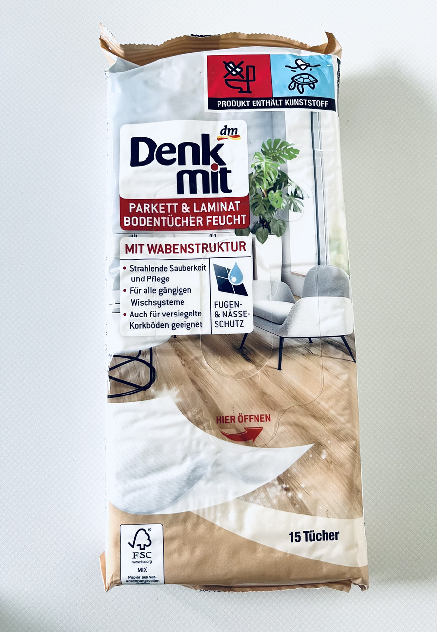 Салфетки для уборки Denk mit Parkett & Laminat Bodentucher feucht, 15 шт