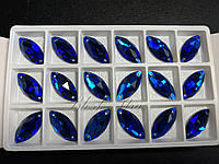 De'Lux Navette Capri Blue-Sapphire 24*11mm Premium стекло маркиз-лодочка капри блу-сапфир синий гелиотроп