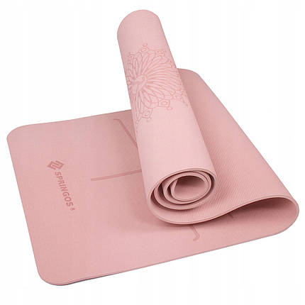 Килимок (мат) для йоги та фітнесу Springos TPE 6 мм YG0018 Pink Poland, фото 1