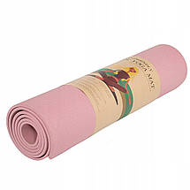 Килимок (мат) для йоги та фітнесу Springos TPE 6 мм YG0018 Pink Poland, фото 5