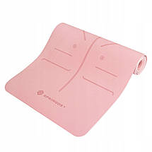 Килимок (мат) для йоги та фітнесу Springos TPE 6 мм YG0018 Pink Poland, фото 3