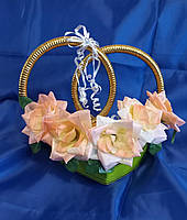Кільця на весільну машину "Рози" (економ) Персиковий