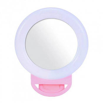 Кольцевая разноцветная LED лампа HR-20 RGB 11,5 см со штативом и зеркалом
