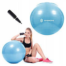 М'яч для фітнесу (фітбол) Springos 55 см Anti-Burst FB0006 Sky Blue Poland, фото 3