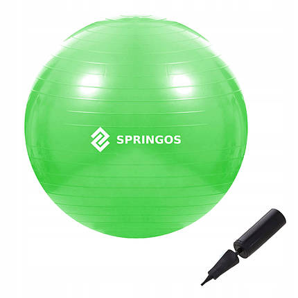 М'яч для фітнесу (фітбол) Springos 65 см Anti-Burst FB0007 Green Poland, фото 1